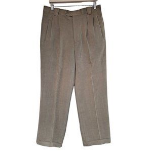 Bill Robinson Pants Men Size 36 Classic Pleated Cuffed Minimalist Office Beige